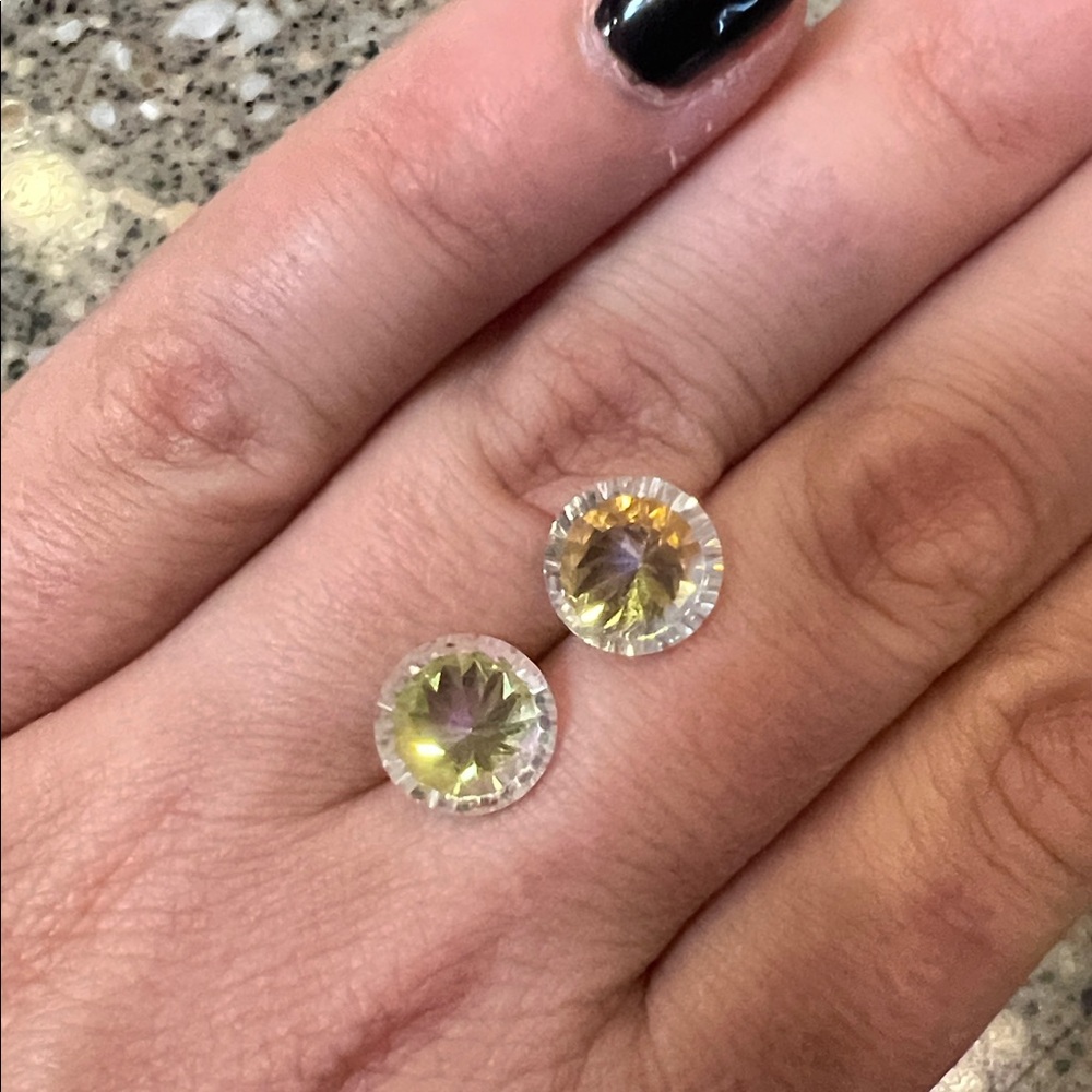 Set 2pcs Iridescent Rainbow Aurora Unicorn Round Unidentified Loose Gemstones - Picture 11 of 17